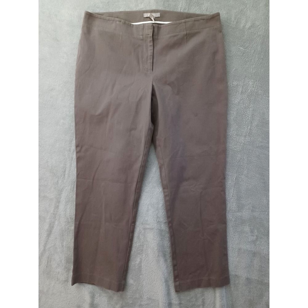 Chicos Pants Sz 3 / 16 Short Tan Stretch Ankle Straight Leg Office Casual Preppy